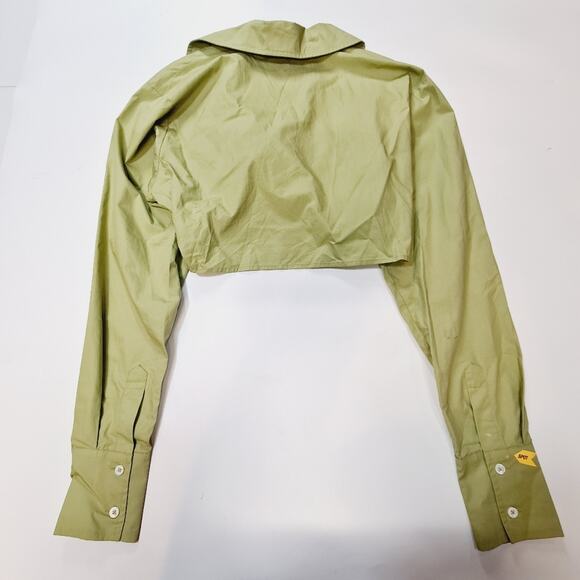 L'Academie Tereza Poplin Crop Top in Moss Green Small - Picture 7 of 9